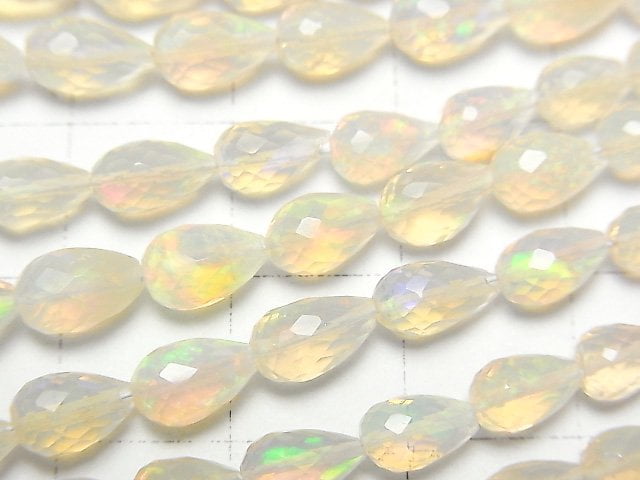 [Video]High Quality Ethiopia Opal AAA Vertical Hole Faceted Drop half or 1strand beads (aprx.15inch/38cm)