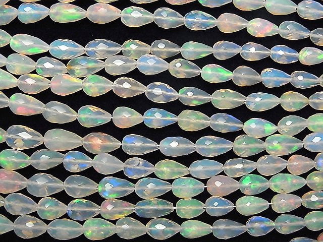 [Video]High Quality Ethiopia Opal AAA Vertical Hole Faceted Drop half or 1strand beads (aprx.15inch/38cm)