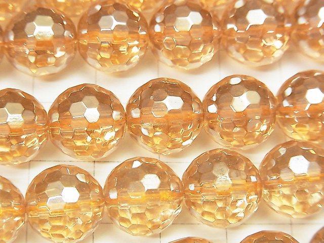 [Video]Champagne Aura Crystal Quartz AAA 128Faceted Round 12mm 1/4 or 1strand beads (aprx.15inch/37cm)