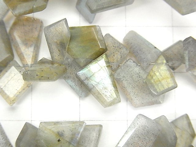 [Video] Labradorite AA++ Rough Slice Faceted 1strand beads (aprx.7inch / 18cm)