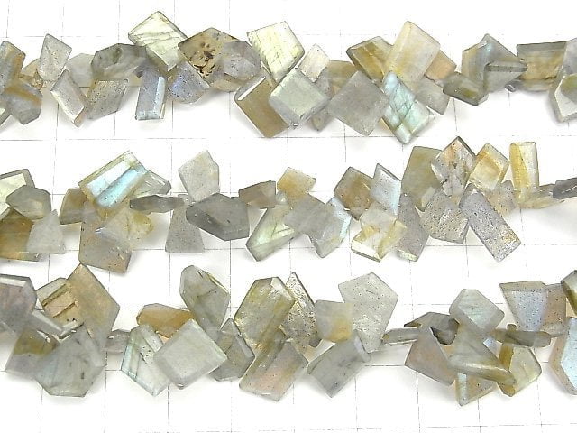 [Video] Labradorite AA++ Rough Slice Faceted 1strand beads (aprx.7inch / 18cm)