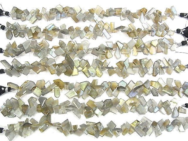 [Video] Labradorite AA++ Rough Slice Faceted 1strand beads (aprx.7inch / 18cm)