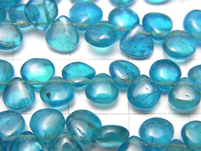 [Video]High Quality Neon Blue Apatite AA++ Chestnut (Smooth) half or 1strand beads (aprx.7inch/18cm)