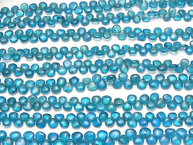 [Video]High Quality Neon Blue Apatite AA++ Chestnut (Smooth) half or 1strand beads (aprx.7inch/18cm)