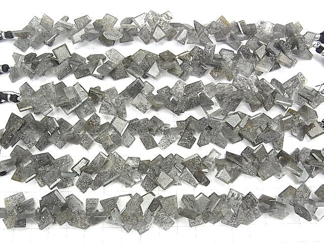 [Video] Black Aventurine Quartz Rough Slice Faceted half or 1strand beads (aprx.7inch / 18cm)