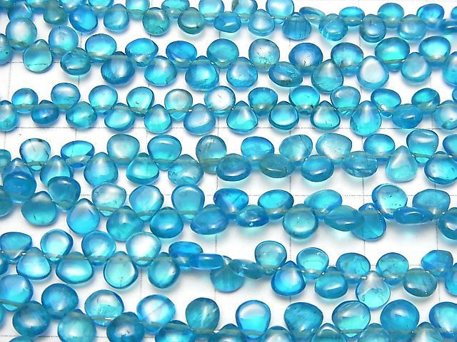 [Video] High Quality Neon Blue Apatite AAA- Chestnut (Smooth) half or 1strand beads (aprx.7inch / 18cm)