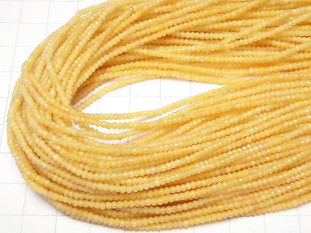 [Video] High Quality! Yellow Jade Faceted Button Rondelle 2x2x1.5mm 1strand beads (aprx.15inch / 38cm)