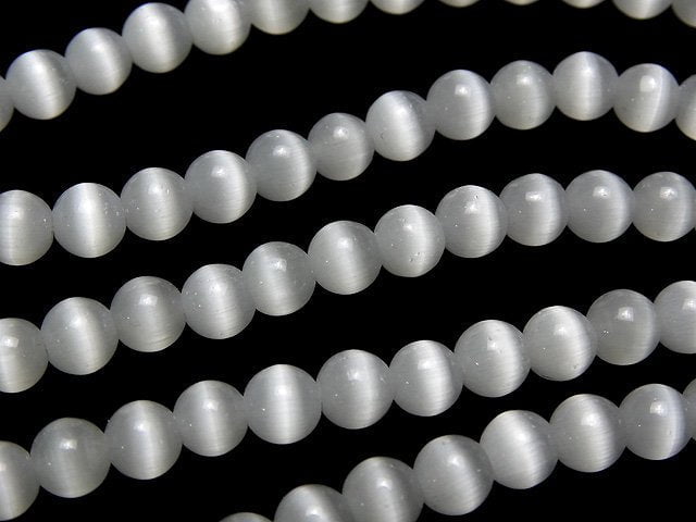 [Video] Gray color Cat's Eye Round 4mm 1strand beads (aprx.14inch/34cm)