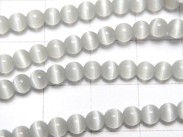 [Video] Gray color Cat's Eye Round 4mm 1strand beads (aprx.14inch/34cm)