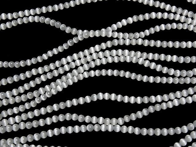 [Video] Gray color Cat's Eye Round 4mm 1strand beads (aprx.14inch/34cm)