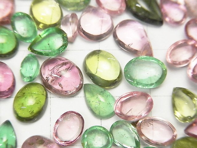 [Video] High Quality Multicolor Tourmaline AAA Cabochon Mix Shape 5pcs