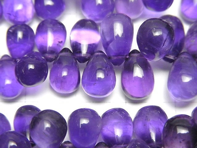 [Video]High Quality Amethyst AAA Drop (Smooth) half or 1strand beads (aprx.5inch/13cm)