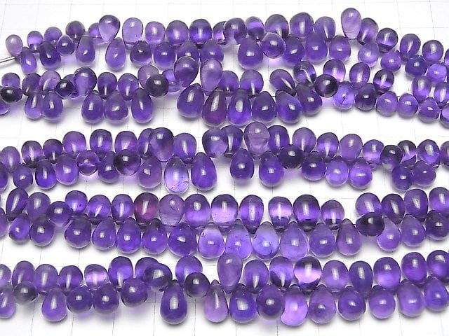 [Video]High Quality Amethyst AAA Drop (Smooth) half or 1strand beads (aprx.5inch/13cm)