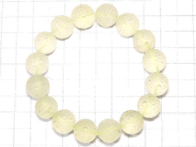 [Video] [One of a kind] Libyan Desert Glass Texture Round 13mm Bracelet NO.104