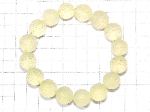 [Video] [One of a kind] Libyan Desert Glass Texture Round 13mm Bracelet NO.105