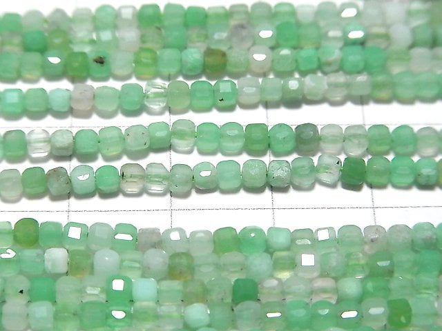 [Video] High Quality! Chrysoprase AA+ Cube Shape 2x2x2mm half or 1strand beads (aprx.15inch / 37cm)