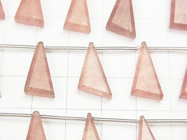 [Video] High Quality Pink Epidote AAA Flat Triangle 18x10mm 1strand (9pcs)