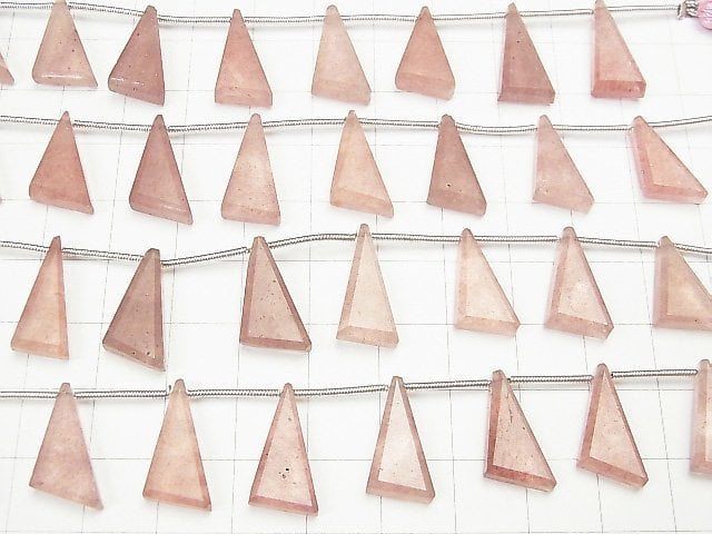 [Video] High Quality Pink Epidote AAA Flat Triangle 18x10mm 1strand (9pcs)