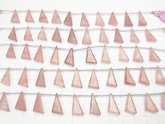 [Video] High Quality Pink Epidote AAA Flat Triangle 18x10mm 1strand (9pcs)