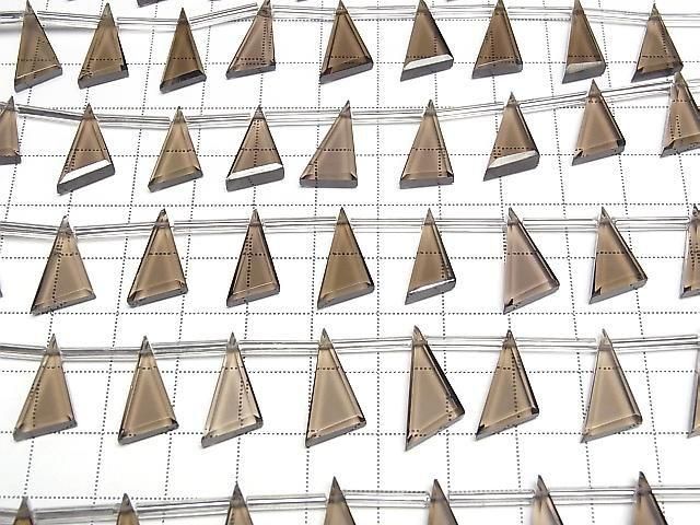 [Video] High Quality Smoky Quartz AAA Flat Triangle 1-Strand (9pcs)
