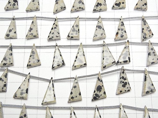[Video]Dalmatian Jasper Flat Triangle 17x9mm 1strand (9pcs )