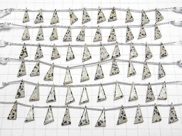 [Video]Dalmatian Jasper Flat Triangle 17x9mm 1strand (9pcs )