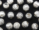 Silver925 Line Carved Round (Corrugated Beads) [3mm][4mm][5mm][6mm] No.1 5pcs