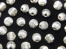 Silver925 Line Carved Round (Corrugated Beads) [3mm][4mm][5mm][6mm] No.2 5pcs
