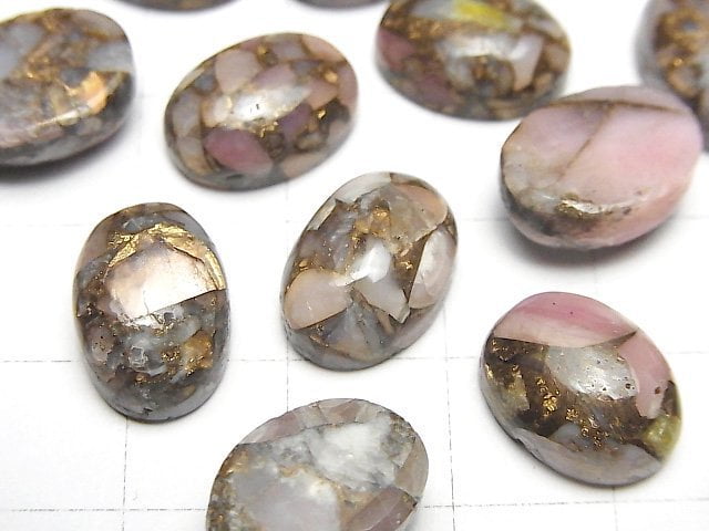 [Video]Copper Pink Opal AAA Oval Cabochon 14x10mm 2pcs