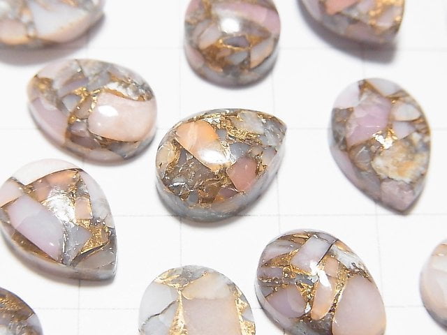 [Video]Copper Pink Opal AAA Pear shape Cabochon 14x10mm 2pcs