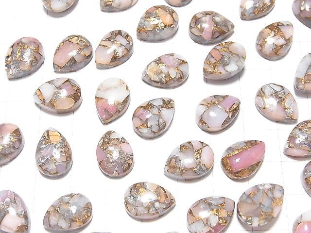 [Video]Copper Pink Opal AAA Pear shape Cabochon 14x10mm 2pcs