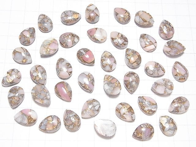 [Video]Copper Pink Opal AAA Pear shape Cabochon 14x10mm 2pcs