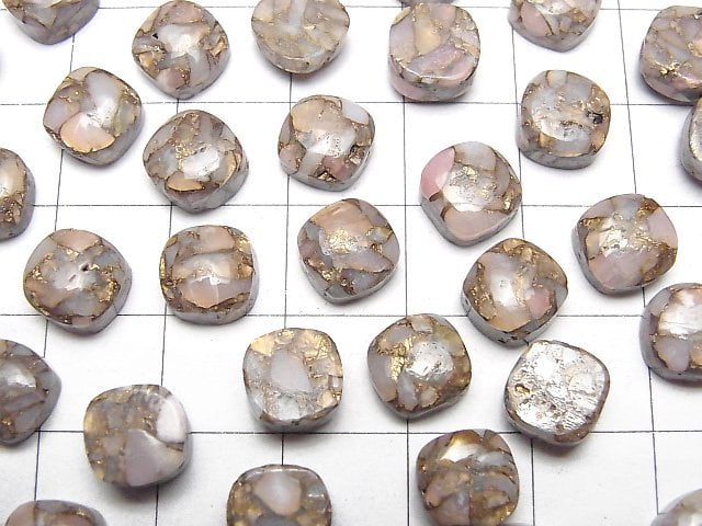 [Video] Copper Pink Opal AAA Square Cabochon 8x8mm 4pcs