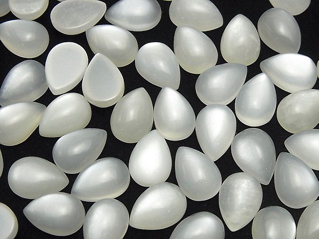 [Video] White Moonstone AAA Pear shape Cabochon 14x10mm 3pcs