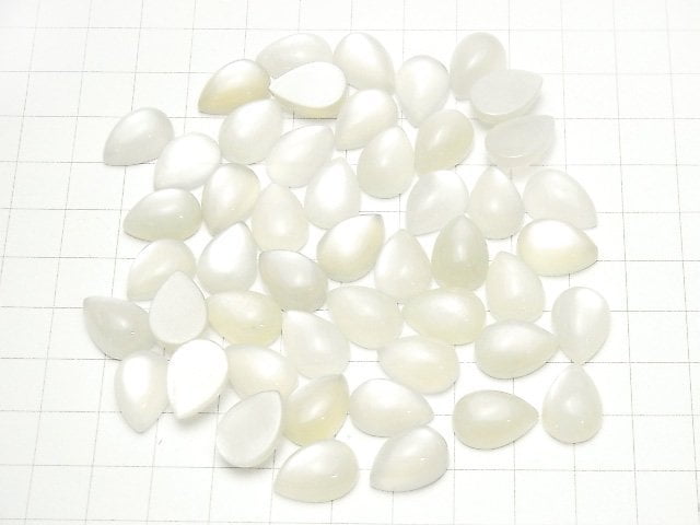 [Video] White Moonstone AAA Pear shape Cabochon 14x10mm 3pcs