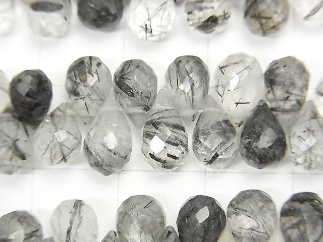 [Video]High Quality Tourmaline Quartz AAA- Drop Faceted Briolette 1strand beads (aprx.7inch/18cm)