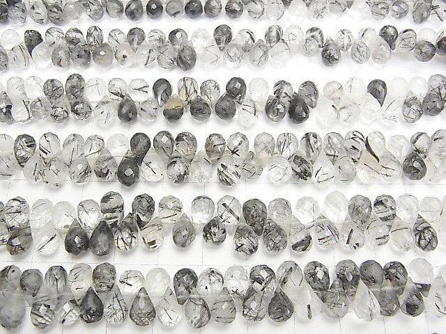 [Video]High Quality Tourmaline Quartz AAA- Drop Faceted Briolette 1strand beads (aprx.7inch/18cm)