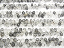 [Video]High Quality Tourmaline Quartz AAA- Drop Faceted Briolette 1strand beads (aprx.7inch/18cm)