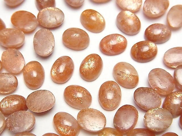 [Video]High Quality Sunstone AAA Oval Cabochon 8x6mm 5pcs
