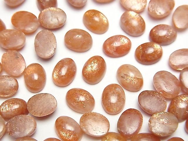 [Video]High Quality Sunstone AAA Oval Cabochon 8x6mm 5pcs
