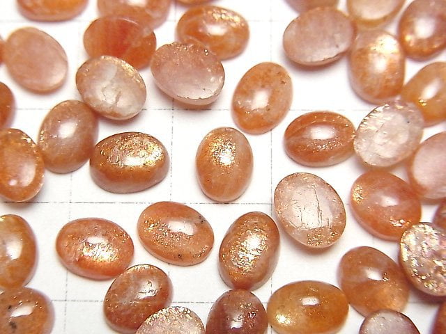 [Video]High Quality Sunstone AAA Oval Cabochon 8x6mm 5pcs