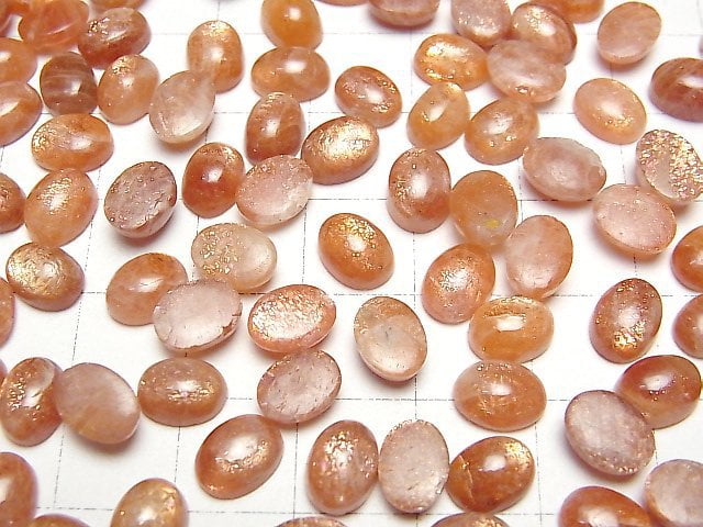 [Video]High Quality Sunstone AAA Oval Cabochon 8x6mm 5pcs