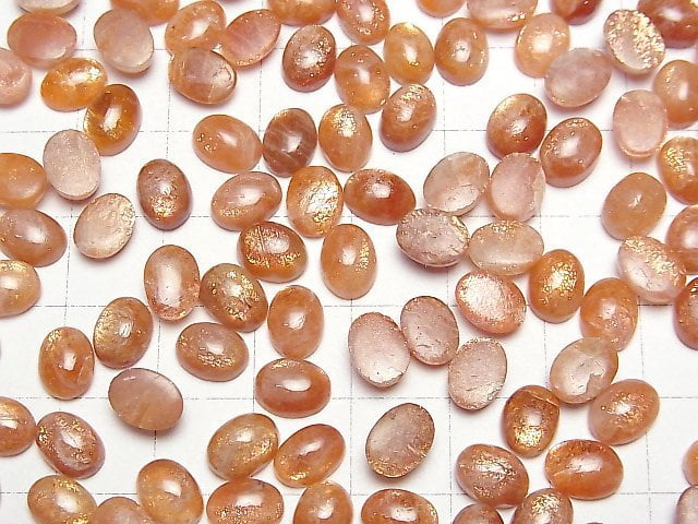 [Video]High Quality Sunstone AAA Oval Cabochon 8x6mm 5pcs