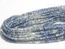 [Video] High Quality! Kyanite AA Faceted Button Rondelle 5x5x3mm half or 1strand beads (aprx.15inch / 38cm)