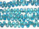 [Video] High Quality Neon Blue Apatite AA++ Pear shape (Smooth) half or 1strand beads (aprx.7inch / 18cm)