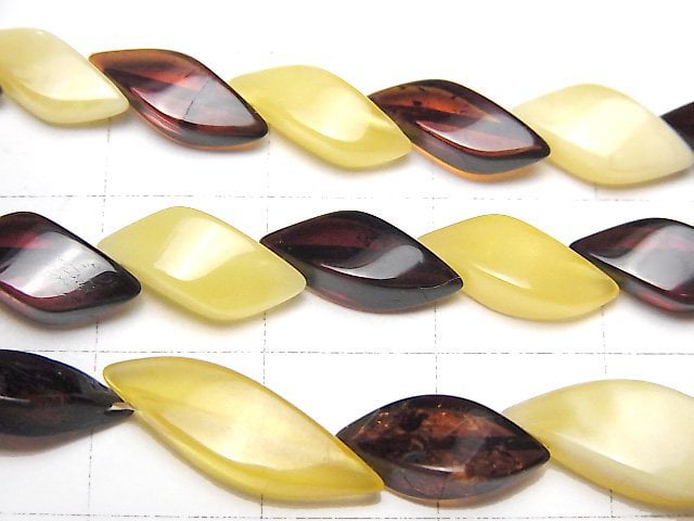 [Video] Baltic Amber 4Faceted Twist Rice Multicolor Necklace