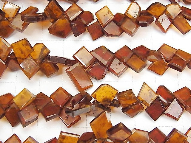 [Video] Hessonite Garnet AA++ Rough Slice Faceted 1strand beads (aprx.6inch / 16cm)