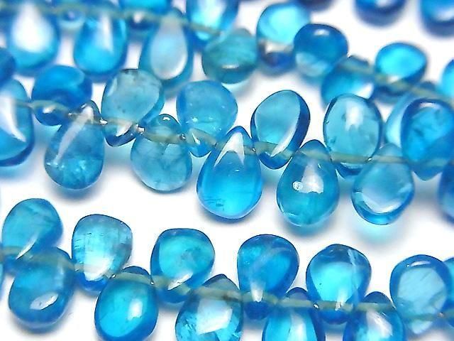 高品質霓虹藍磷灰石 AAA 級 - 梨形（光滑）半串或 1 串珠子（約 7 英寸/18 公分）