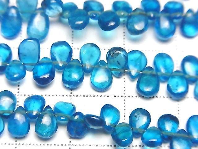 高品質霓虹藍磷灰石 AAA 級 - 梨形（光滑）半串或 1 串珠子（約 7 英寸/18 公分）