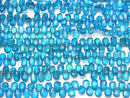 [Video]High Quality Neon Blue Apatite AAA- Pear shape (Smooth) half or 1strand beads (aprx.7inch/18cm)